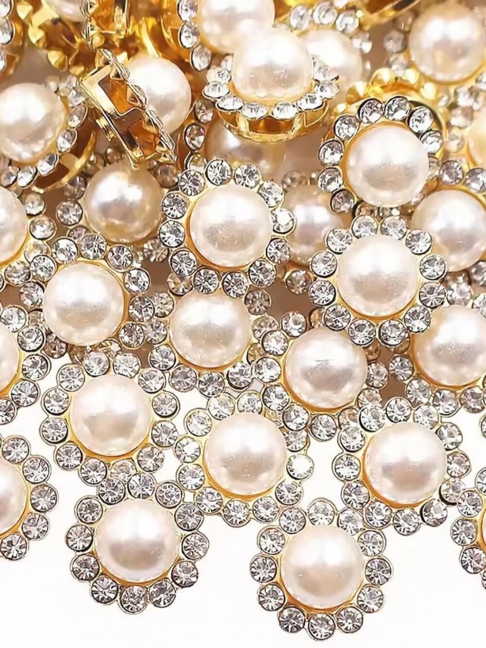 120 Pcs 12mm Sunflower Sew on Pearls Rhinestones Crystal Glass Gems, Metal Claw